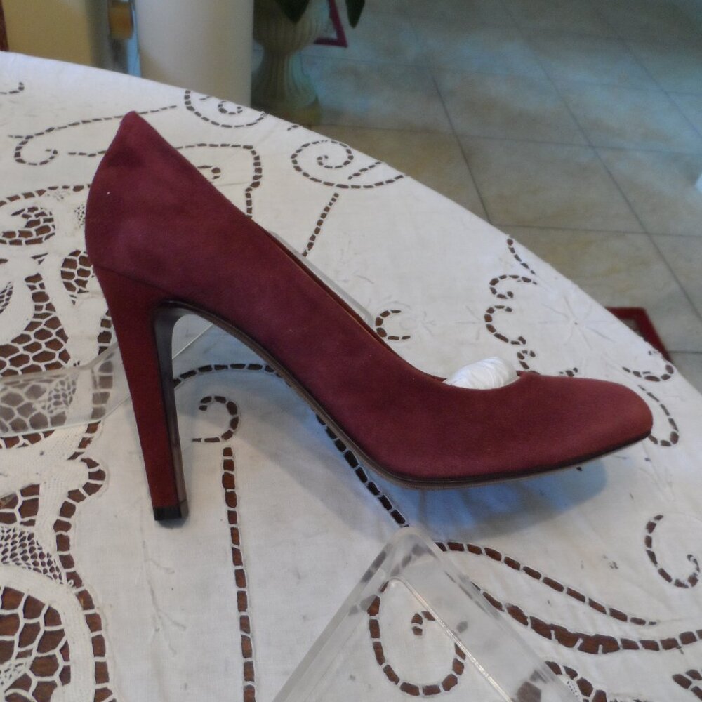 New Gucci Burgundy Kid Suede Leather Heeled Pumps Size 38B - Picture 10 of 16